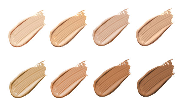 Various foundation shades swatched on a white background, demonstrating the range of available colors and formulas.